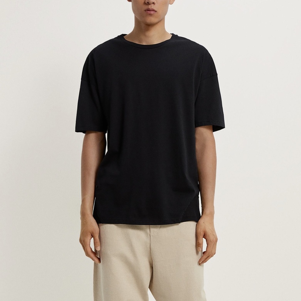 Zara black basic structured oversized tshirts TWT size S